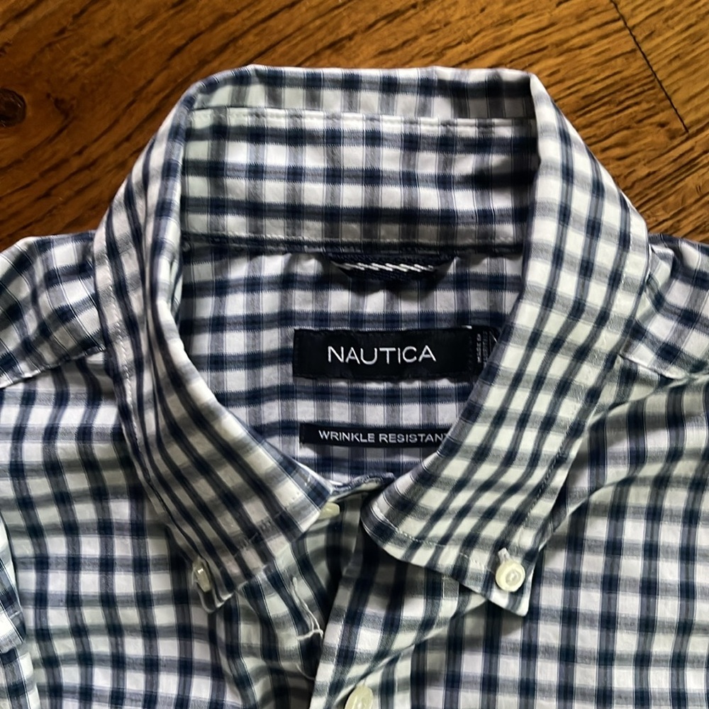 Nautical blue n white plaid shirt